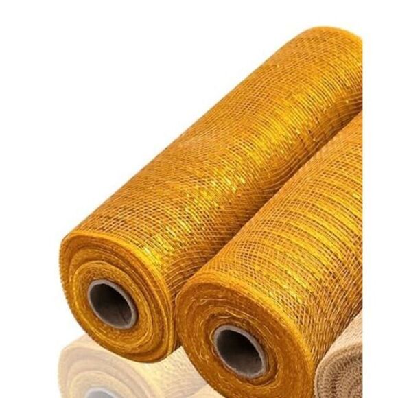 Poly Mesh Ribbon gold Deco Mesh for Wreaths 10" x 30ft‎ - Picture 3 of 3
